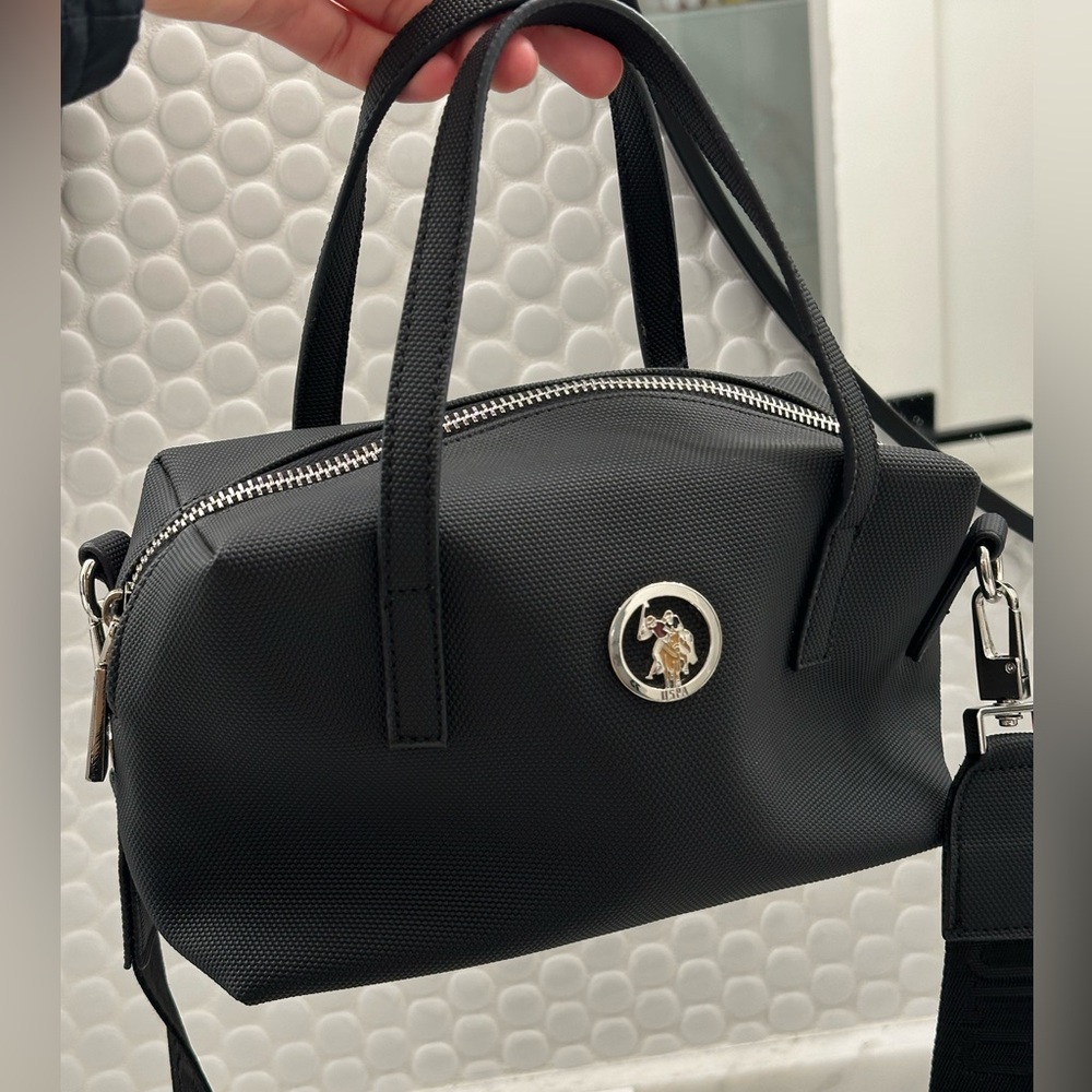 U.S. Polo Assn. Black Structured Mini Satchel Bag